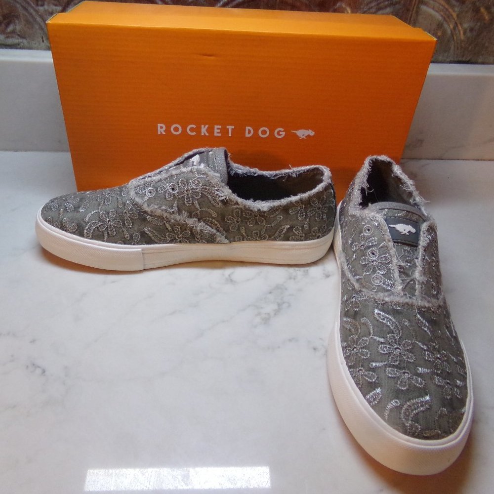 ROCKET DOG GRAY EYELET AFINA KENNER SLIP ON TENNIS SHOES GRAY 8M NEW